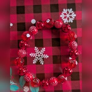 Red Beaded Stretch Bracelet